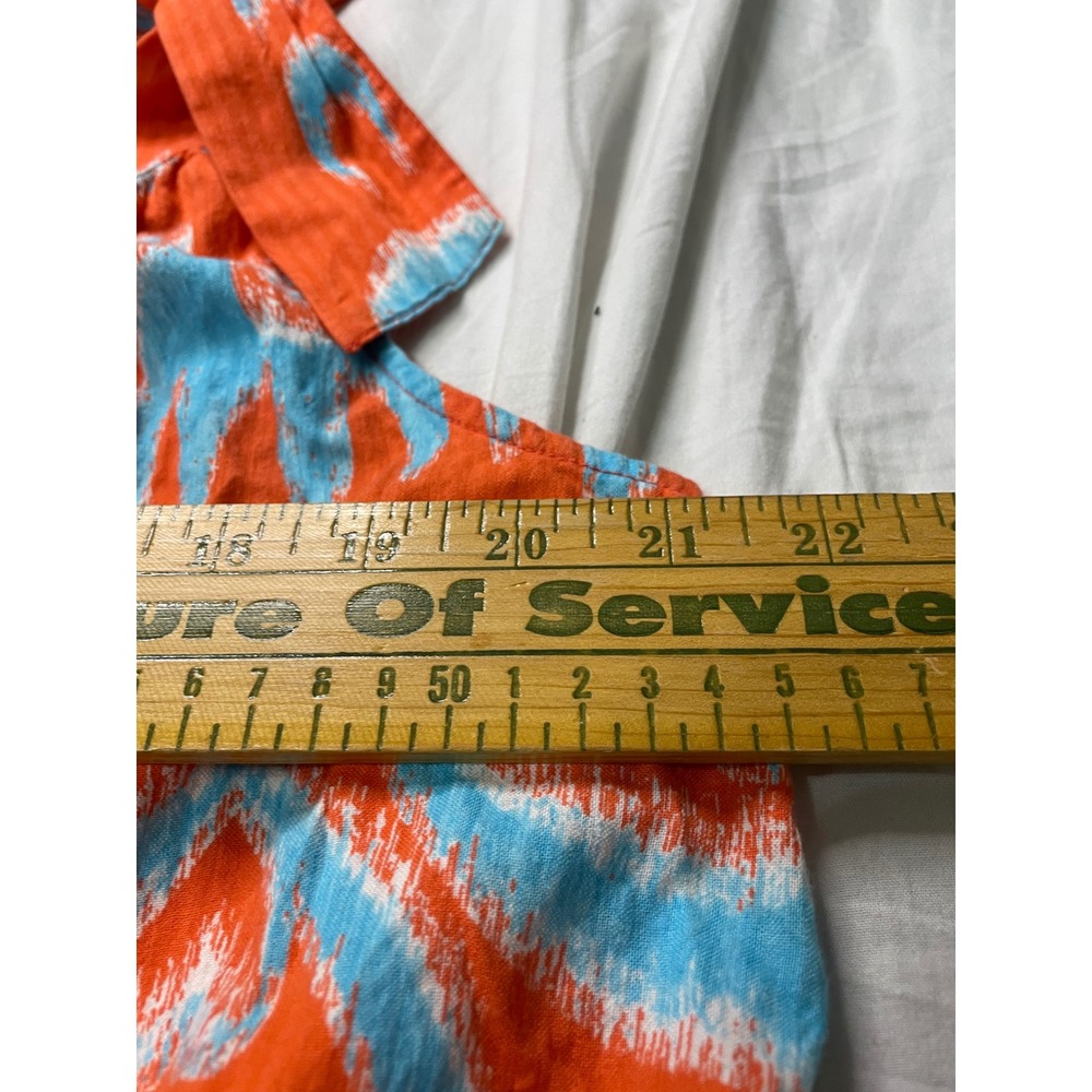 Crown & Ivy Dress Womens XXL Orange Ikat One Shoulder Tiered Maxi Cotton NEW - Picture 3 of 6